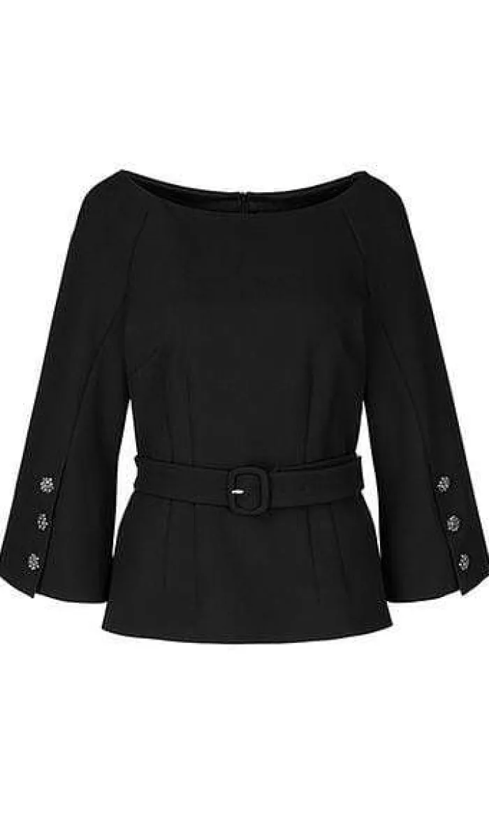marc_cain_ss_collections__0.webp Marc Cain Collections Tops | Gifts Under £100^Marc Cain SS Collections Blouse with Glittering Buttons Black PC 51.25