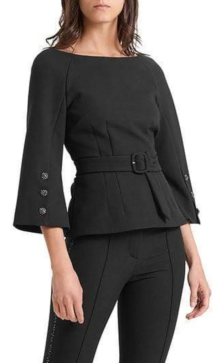 marc_cain_ss_collections__1.webp Marc Cain Collections Tops | Gifts Under £100^Marc Cain SS Collections Blouse with Glittering Buttons Black PC 51.25