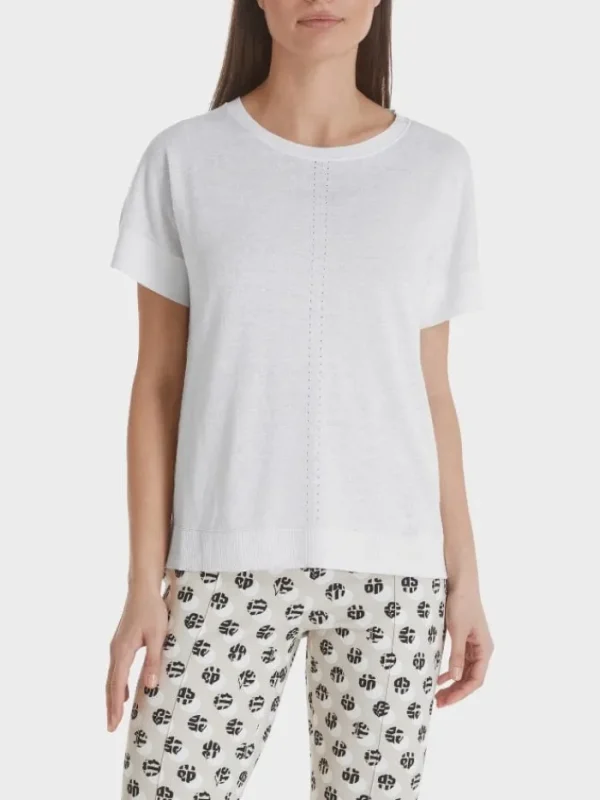 Marc Cain Sports Tops | Gifts Under £50^Marc Cain T Sports White Linen Blend Top SS 41.29 M77 COL 100