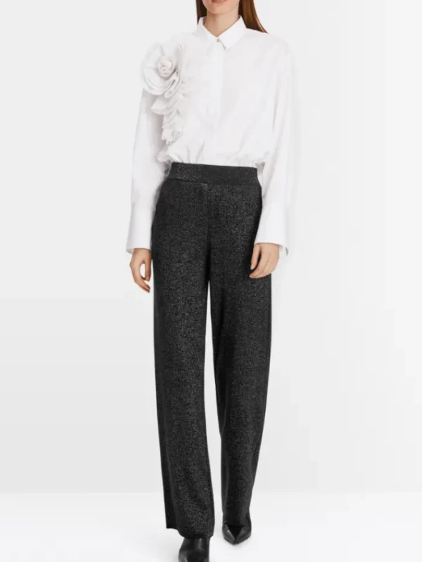 Marc Cain Pants Party Wear | Trousers^Marc Cain WASHINGTON Black Glitter Look Trousers XP 81.54 M50 Col 900