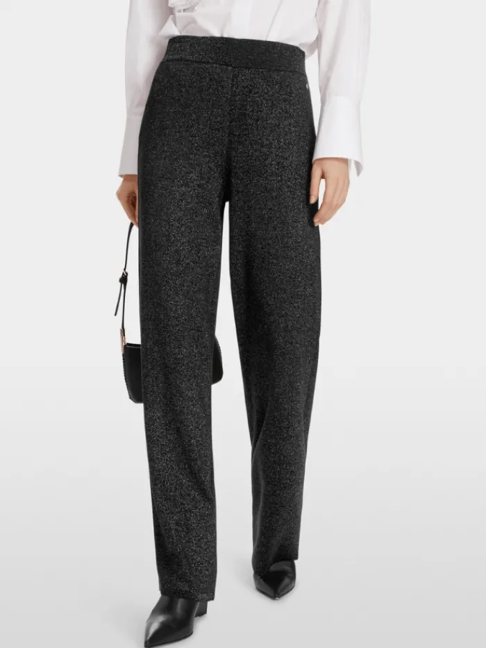 marc_cain_washington_blac_5.webp Marc Cain Pants Party Wear | Trousers^Marc Cain WASHINGTON Black Glitter Look Trousers XP 81.54 M50 Col 900