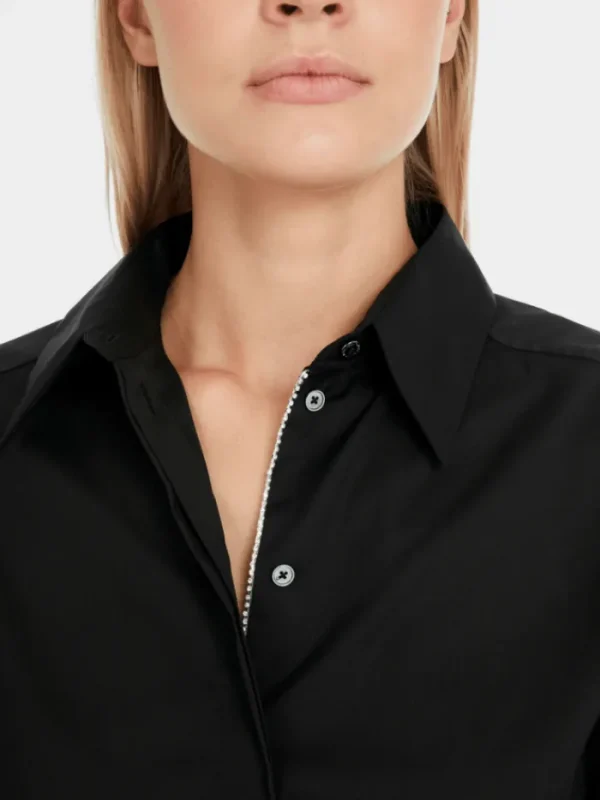 Marc Cain Additions Tops | Gifts Under £250^Marc Cain Women's Shirt Style Blouse With Glitter Detail In Black YA 5