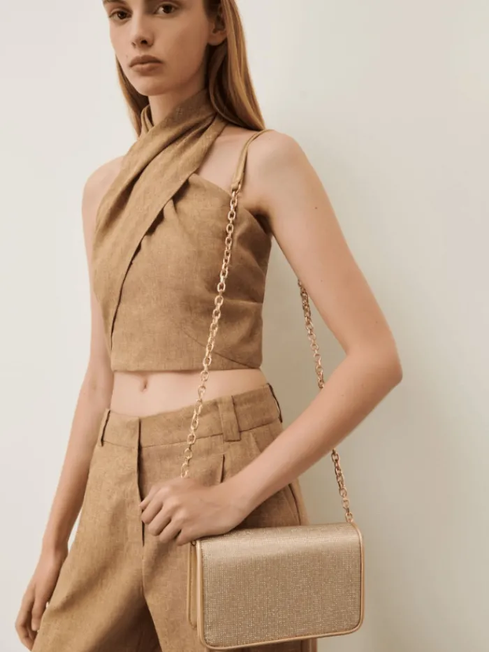marella_malibu_gold_rhine_1.webp Marella Party Wear | Bags^MALIBU Gold Rhinestone Handbag 24135111072 Col 001
