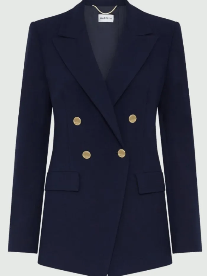 marella_notion_double_bre_0-1.webp Marella Coats And Jackets | Gifts Under £250^NOTION Double Breasted Blazer In Navy 24130411112 Col 003