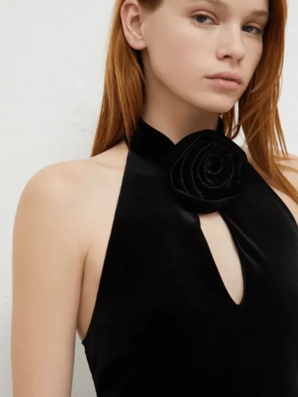 Marella Dresses | Party Wear^PACOS Women's Black Long Velvet Dress 2423626072 Col 001