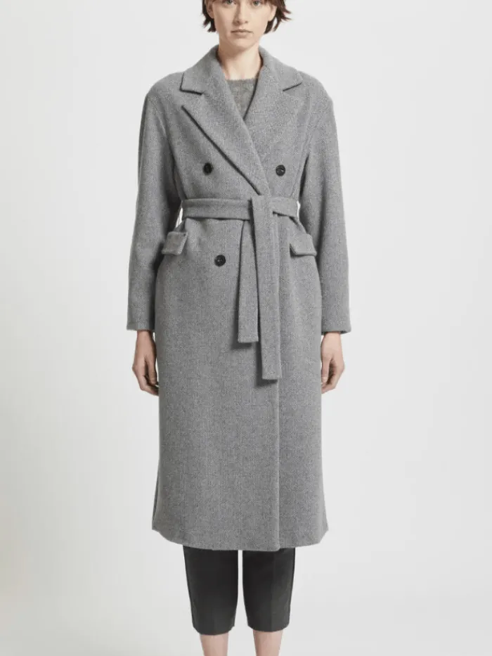 marella_pinco_grey_long_c_0.webp Marella Coats And Jackets | Luxury Gifts^Pinco Grey Long Coat 23301601372 Col: 002