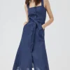Marella Dresses | Gifts Under £50^T NIZZA Blue Linen Maxi Dress 322119222 003