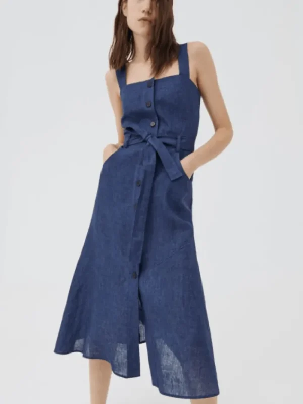 Marella Dresses | Gifts Under £50^T NIZZA Blue Linen Maxi Dress 322119222 003