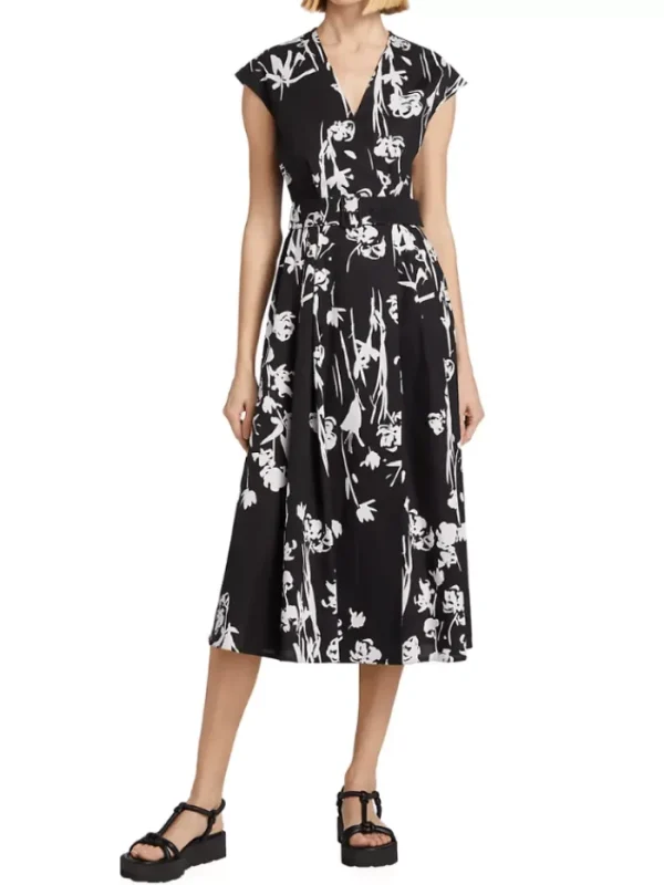 Marella Dresses | Gifts Under £250^TAXI Black Floral Midi Wrap Dress 24132213322 Col 002