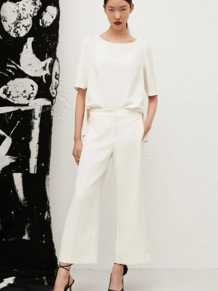 marella_womens_grace_crop_1.webp Marella Trousers | Gifts Under £250^Women's GRACE Cropped Trousers In Wool White 25131310232 Col 0