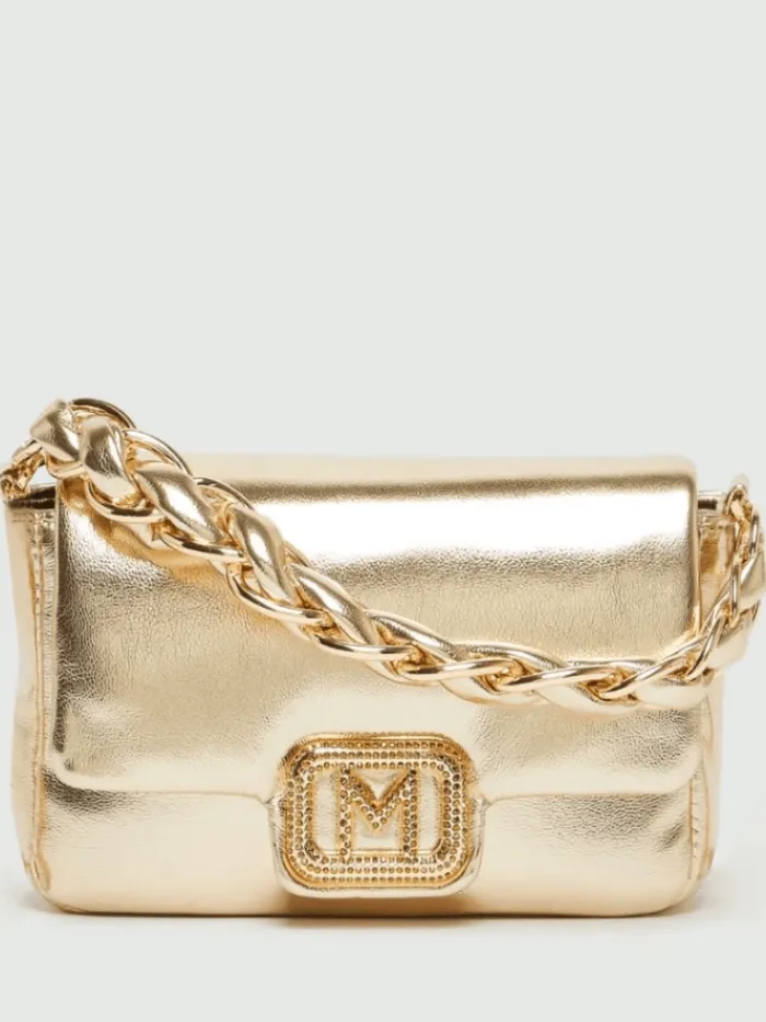 marella_womens_laminated__0.webp Marella Party Wear | Cross Body Bags^Women's Laminated Faux Leather Bag In Gold 25135110862 Col 001