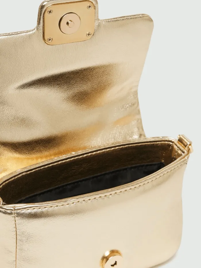 marella_womens_laminated__3.webp Marella Party Wear | Cross Body Bags^Women's Laminated Faux Leather Bag In Gold 25135110862 Col 001