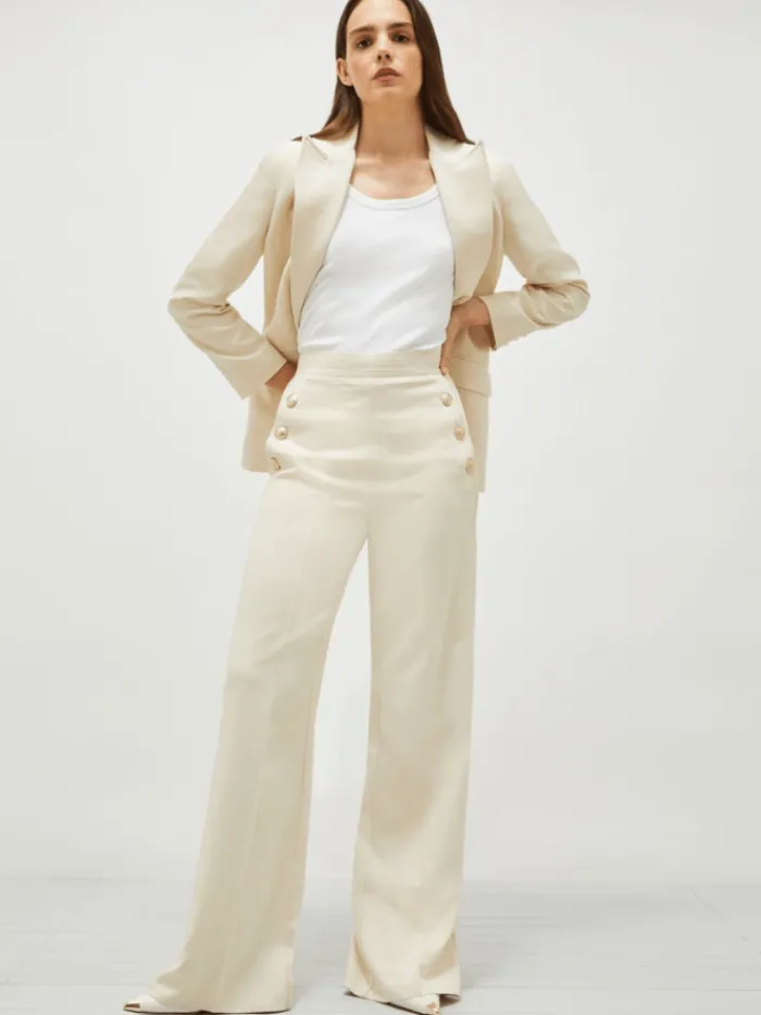 marella_womens_mission_ba_1.webp Marella Trousers | Gifts Under £250^Women's MISSION Basketweave Fabric Trousers In White 251313105
