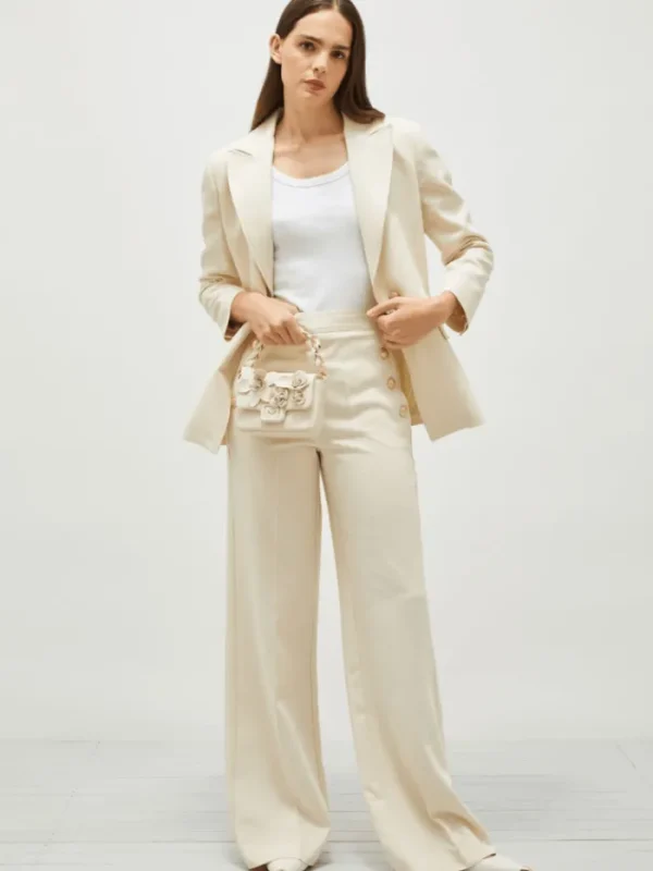 Marella Trousers | Gifts Under £250^Women's MISSION Basketweave Fabric Trousers In White 251313105