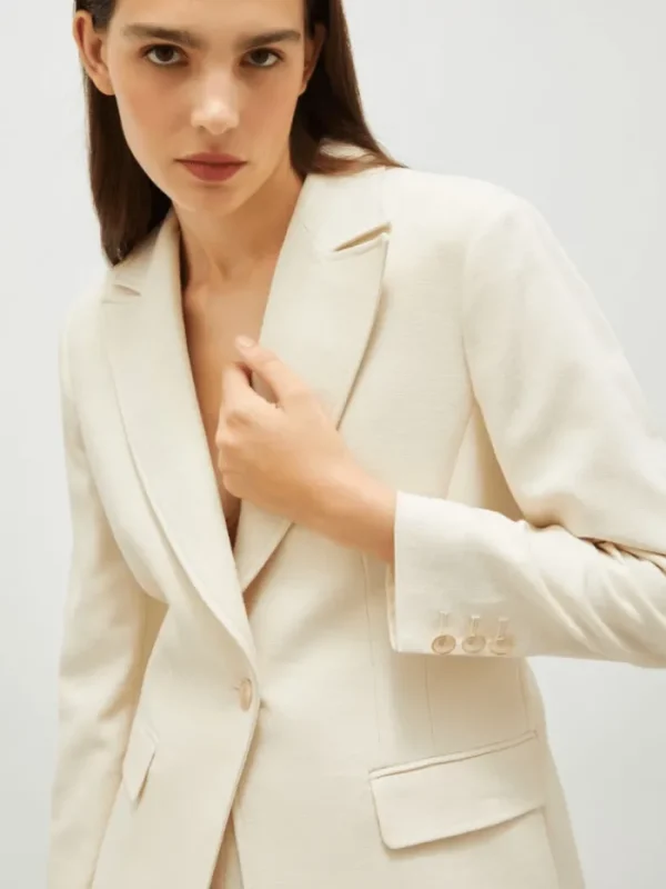 Marella Coats And Jackets | Luxury Gifts^Women's SACCA Basketweave Fabric Blazer In White 25130410912 C