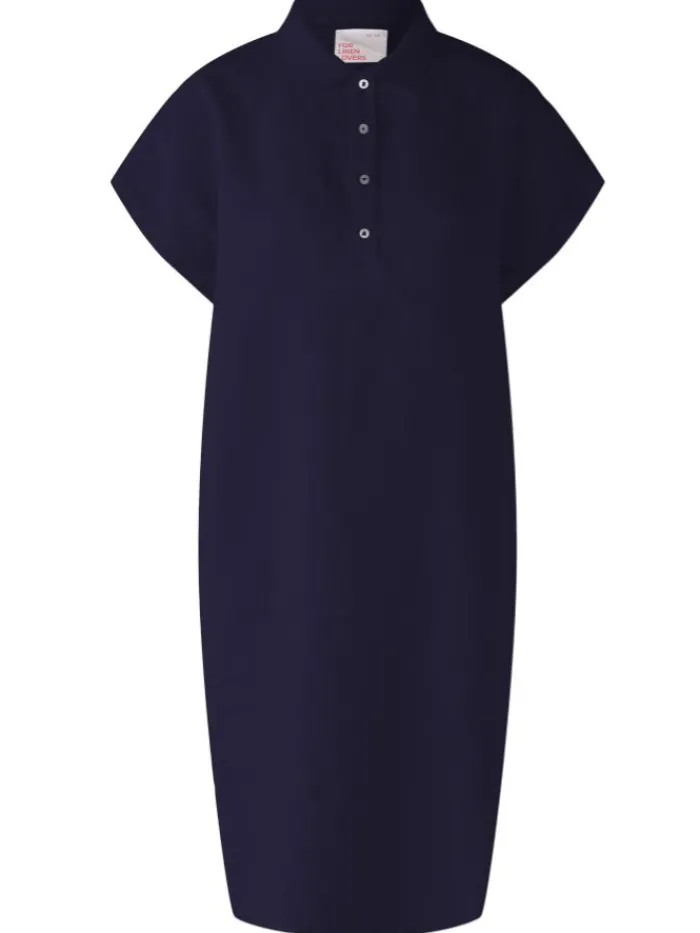 oui_linen_dress_with_jers_0.webp Oui Dresses | Gifts Under £100^Linen Dress With Jersey Patch In Dark Blue 78897 5742