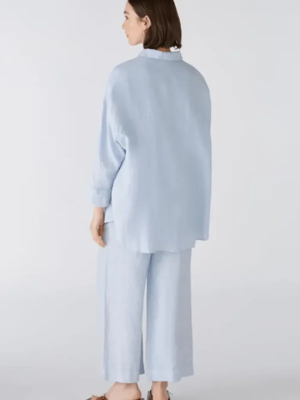 Oui Tops | Gifts Under £100^Linen Shirt in Kentucky Blue 88624 Col 5082