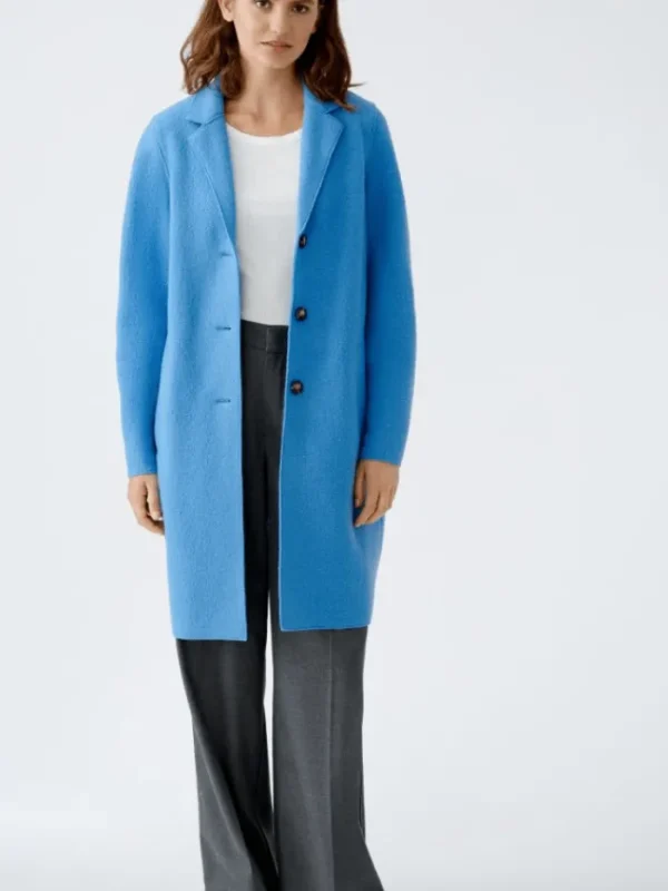 Oui Coats And Jackets | Luxury Gifts^Mayson Women's Coat Boiled Pure New Wool in Cornflower 79918 Col 5