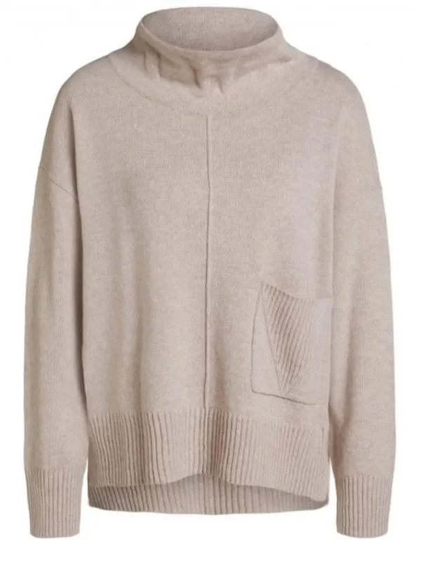 Oui Knitwear^Oatmeal Brown Roll Necked Jumper 73331 7059