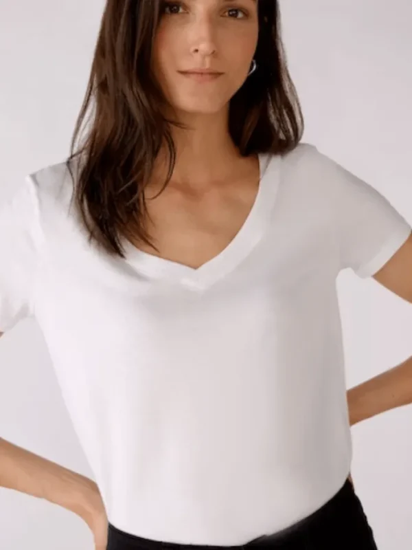 Oui Sweatshirts And T-Shirts | Tops^Optic White V Necked T Shirt 76717 1002