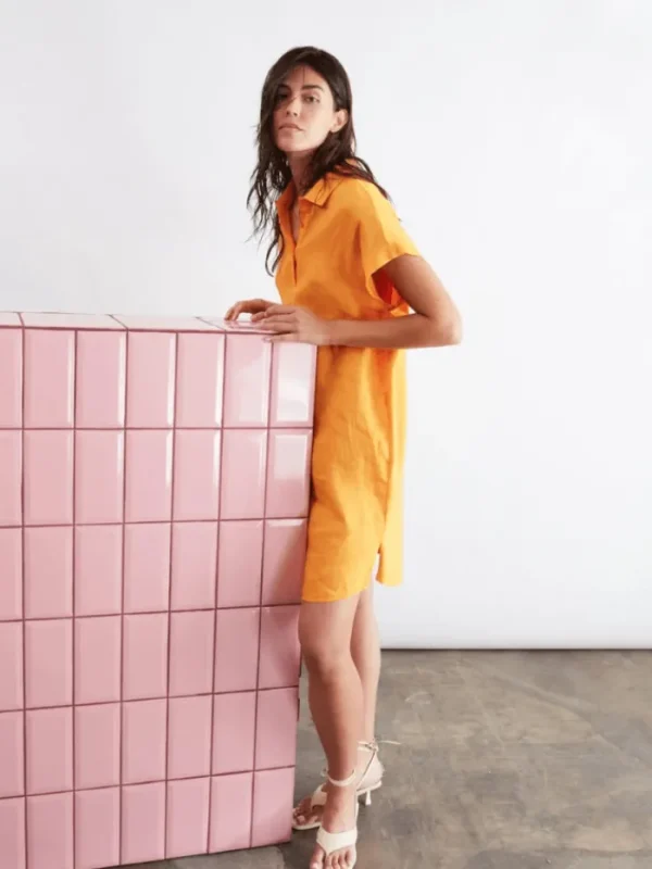 Oui Dresses | Gifts Under £100^Orange Linen Cotton Patch Dress 78897 2750
