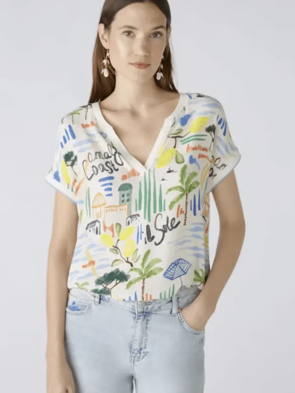 Oui Tops | Gifts Under £100^Patterned V Neck Blouse 87599 Col 0105