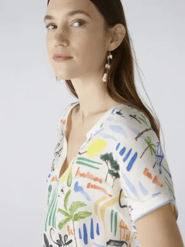 Oui Tops | Gifts Under £100^Patterned V Neck Blouse 87599 Col 0105