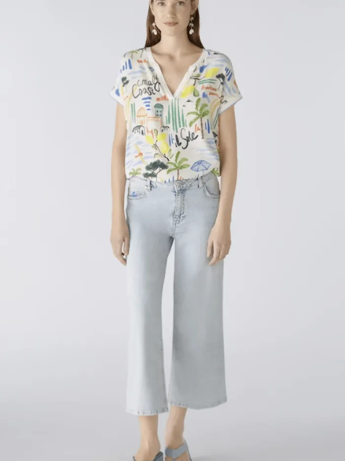 oui_patterned_v_neck_blou_6.webp Oui Tops | Gifts Under £100^Patterned V Neck Blouse 87599 Col 0105
