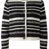 Oui Knitwear | Gifts Under £250^Women's Cardigan In Black And White Stripes 90616 Col 0109