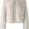 Oui Knitwear | Gifts Under £250^Women's Chunky Knit Cardigan In Light Beige Melange 90614 Col 7065