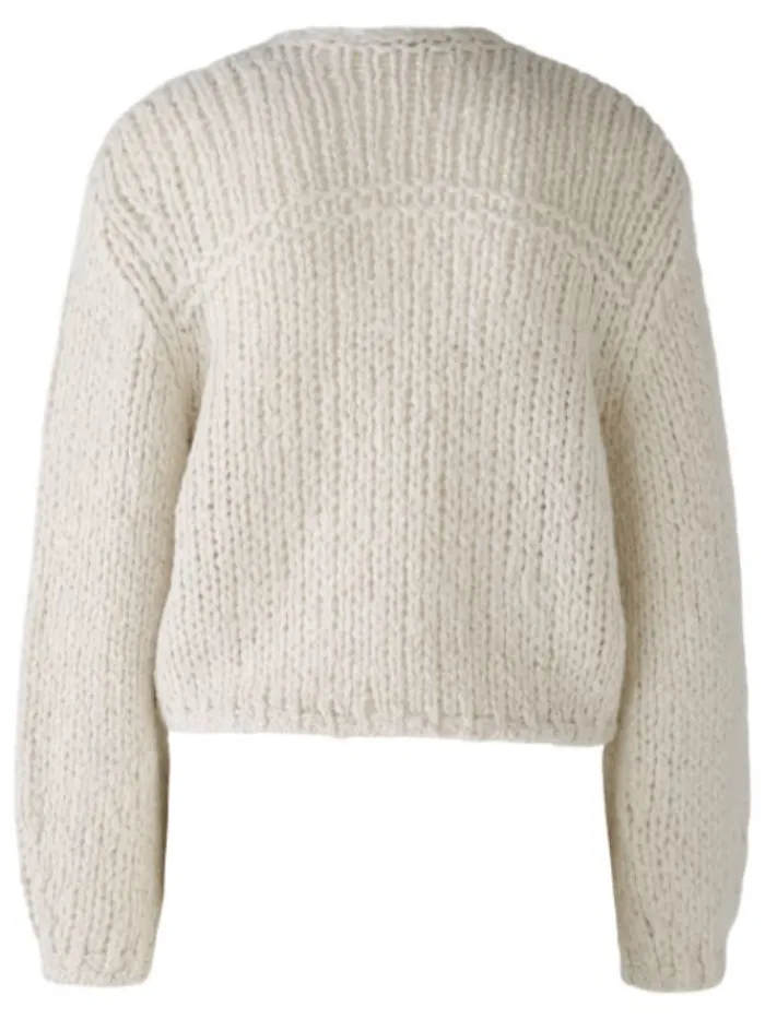 oui_womens_chunky_knit_ca_5.webp Oui Knitwear | Gifts Under £250^Women's Chunky Knit Cardigan In Light Beige Melange 90614 Col 7065