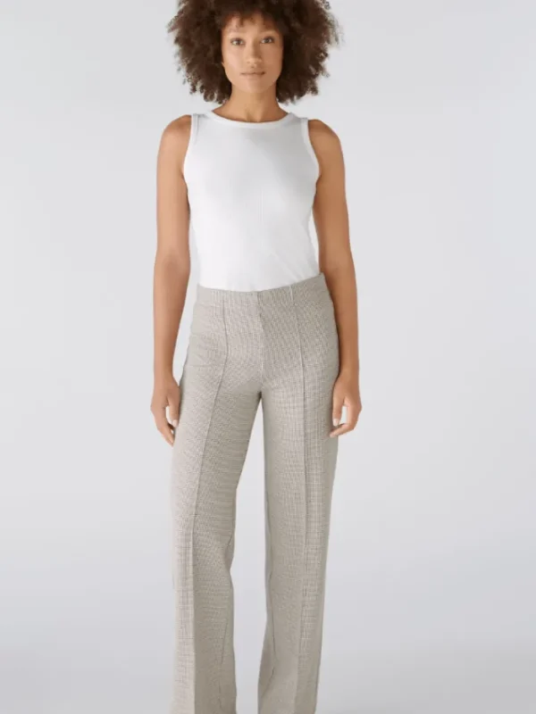 Oui Trousers | Gifts Under £250^Women's Cotton Jersey Houndstooth Trousers 88767 Col 0871