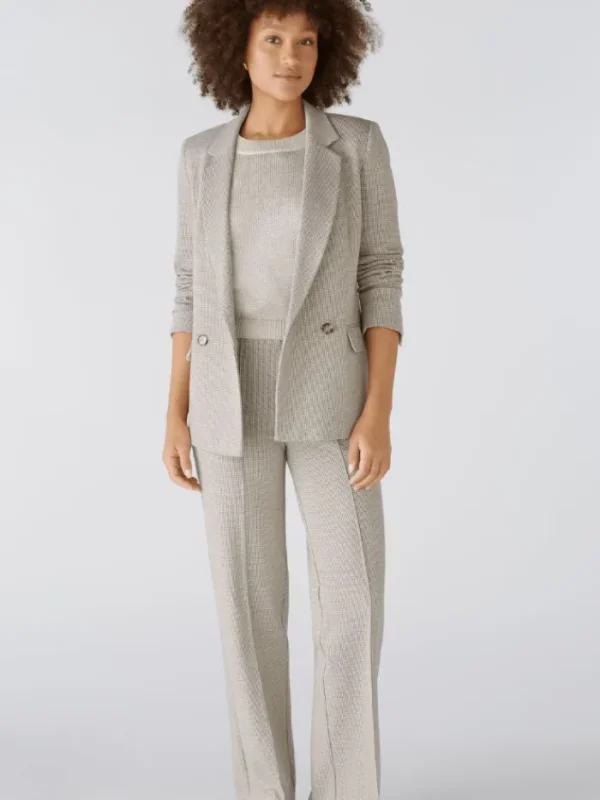 Oui Trousers | Gifts Under £250^Women's Cotton Jersey Houndstooth Trousers 88767 Col 0871