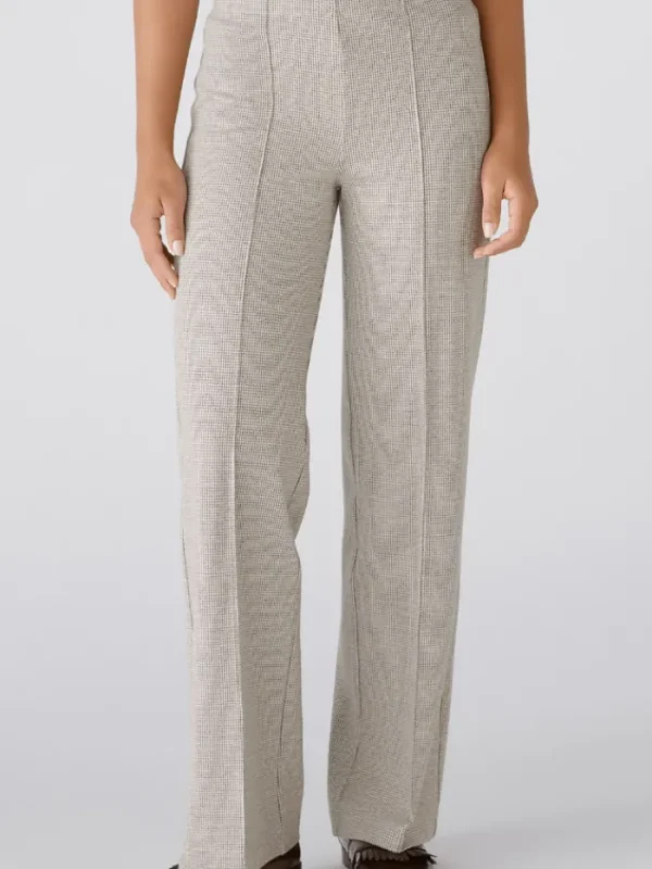 Oui Trousers | Gifts Under £250^Women's Cotton Jersey Houndstooth Trousers 88767 Col 0871