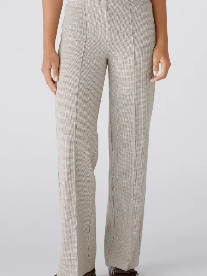 oui_womens_cotton_jersey__4.webp Oui Trousers | Gifts Under £250^Women's Cotton Jersey Houndstooth Trousers 88767 Col 0871