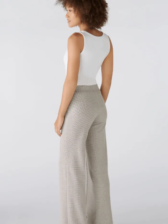 oui_womens_cotton_jersey__5.webp Oui Trousers | Gifts Under £250^Women's Cotton Jersey Houndstooth Trousers 88767 Col 0871