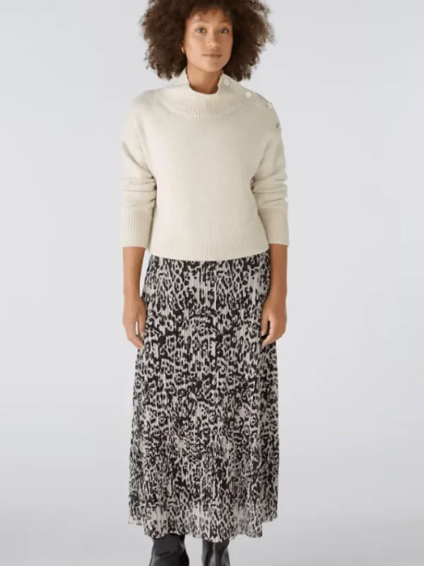 Oui Knitwear | Gifts Under £250^Women's Jumper With Rhinestone Buttons In Off White 89178 Col 1021
