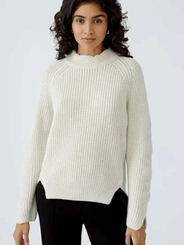 Oui Knitwear | Gifts Under £250^Women's Light Grey Chunky Knit Jumper 90781 Col 9001