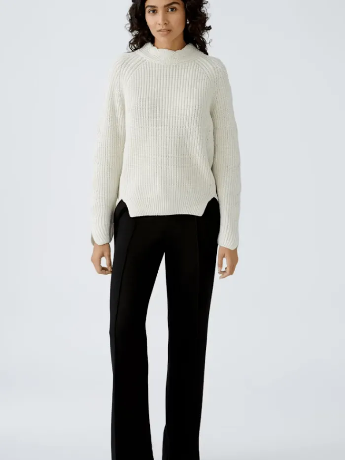 oui_womens_light_grey_chu_2.webp Oui Knitwear | Gifts Under £250^Women's Light Grey Chunky Knit Jumper 90781 Col 9001