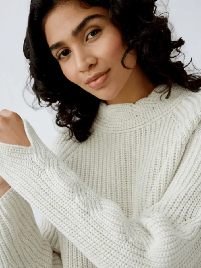 oui_womens_light_grey_chu_5.webp Oui Knitwear | Gifts Under £250^Women's Light Grey Chunky Knit Jumper 90781 Col 9001