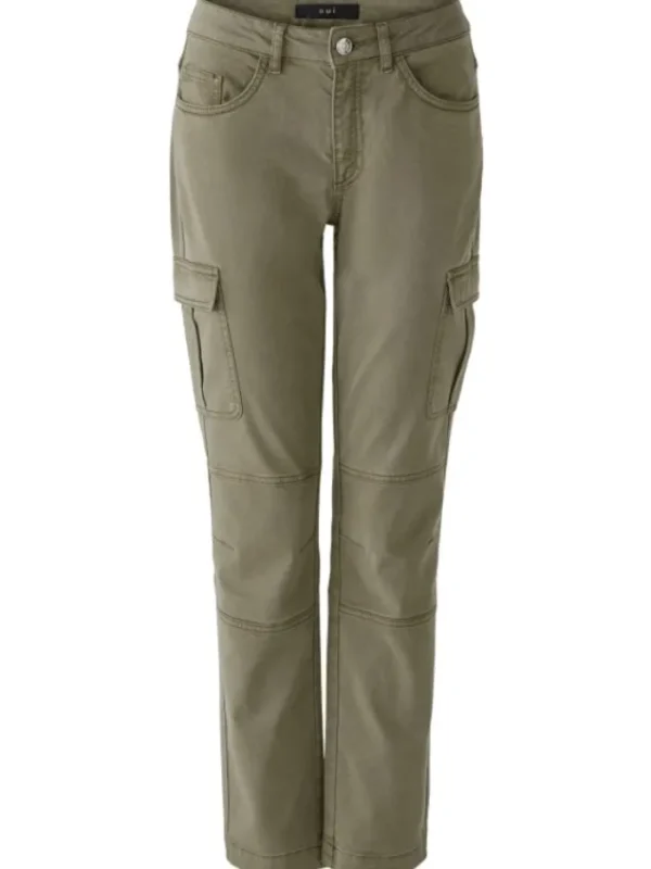 Oui Trousers | Gifts Under £250^Women's Olive Cargo Trousers 90599 Col 6814