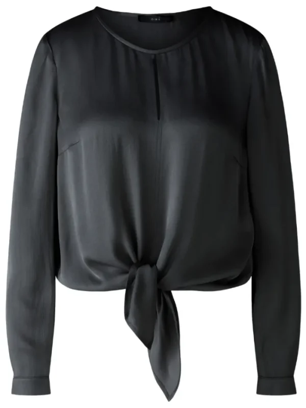 Oui Tops | Gifts Under £100^Women's Pure Viscose Blouse In Black With Knot Detail 89102 Col 99