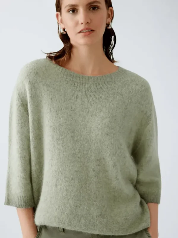 Oui Knitwear | Gifts Under £250^Women's Round Neck Jumper In Dusty Olive 91119 Col 6814