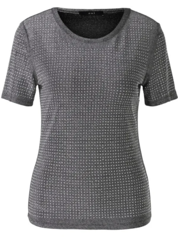 Oui Tops | T-Shirts^Women's Short Sleeved Black Glitter T Shirt 90687 Col 9990