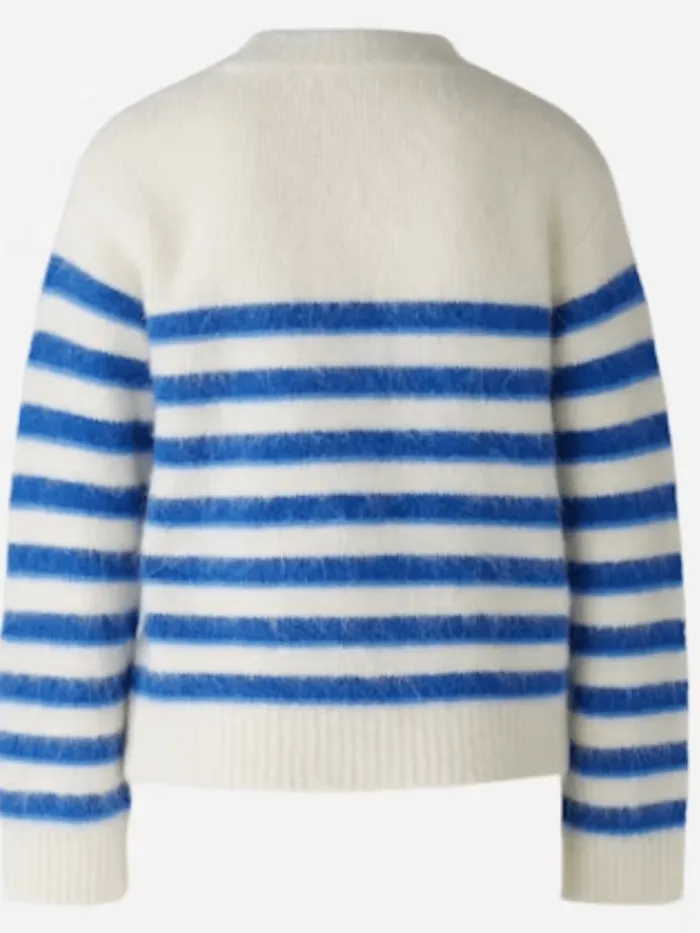 oui_womens_soft_striped_j_2.webp Oui Knitwear | Gift Sale^Women's Soft Striped Jumper In Off White And Blue 90160 Col 0115