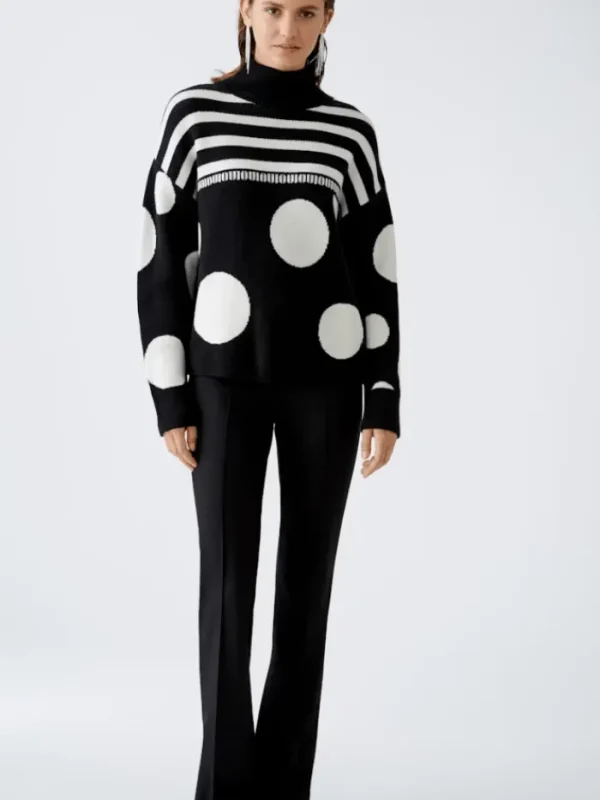 Oui Knitwear | Gifts Under £250^Women's Spots And Stripes Patterned Jumper 90168 Col 0991
