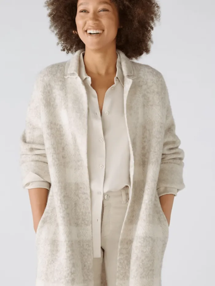 oui_womens_wool_blend_kni_1.webp Oui Coats And Jackets | Luxury Gifts^Women's Wool Blend Knitted Checked Coat 88938 Col 0811