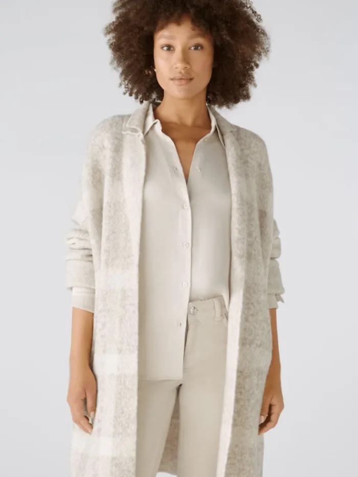 oui_womens_wool_blend_kni_4.webp Oui Coats And Jackets | Luxury Gifts^Women's Wool Blend Knitted Checked Coat 88938 Col 0811