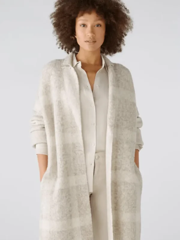 Oui Coats And Jackets | Luxury Gifts^Women's Wool Blend Knitted Checked Coat 88938 Col 0811