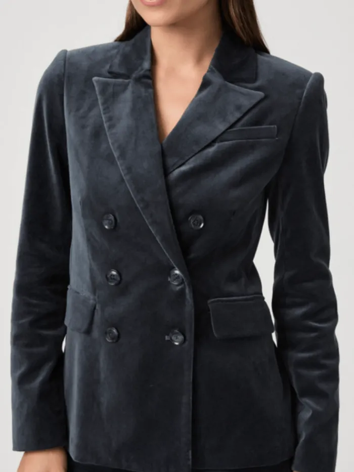paige_malbec_blue_velvet__0.webp Paige Coats And Jackets | Party Wear^MALBEC Blue Velvet Double Breasted Blazer 8253J27-B849